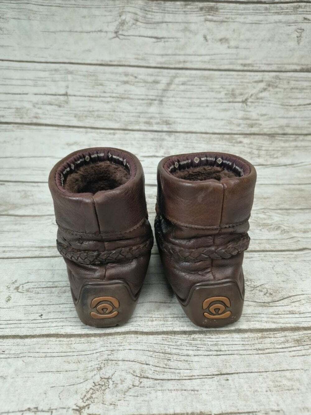 Manitobah Mukluks Brown Waterproof Leather Ankle Boots Women’s 8 Men’s 6 - Picture 3 of 8